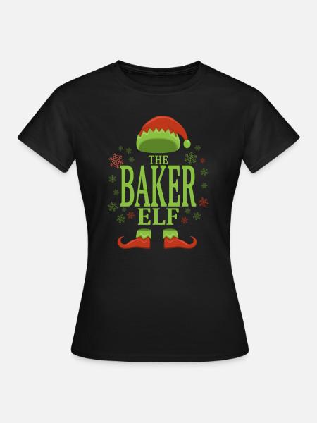 Bäcker Weihnachtself - Frauen T-Shirt - Schwarz