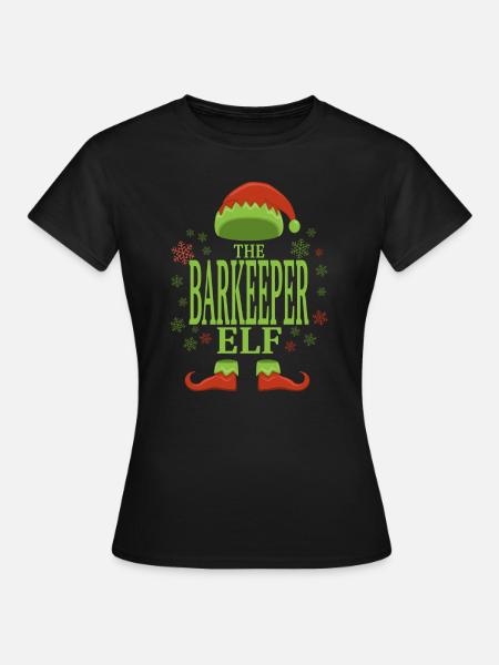 Barkeeper Weihnachtself - Frauen T-Shirt - Schwarz