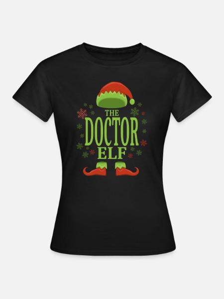Doktor Weihnachtself - Frauen T-Shirt - Schwarz