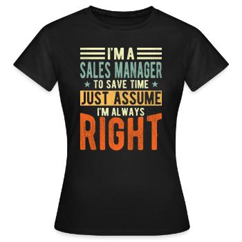 Directeur des ventes - T-shirt Femme - noir - Devant - AI Model Female 172 dark (172cm)