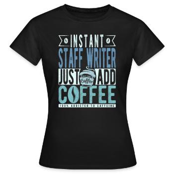 Angestellter Autor Kaffee Spruch - Frauen T-Shirt - Schwarz - Vorne - AI Model Female 172 dark (172cm)