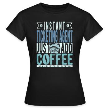 Devis café du représentant de billets - T-shirt Femme - noir - Devant - AI Model Female 172 dark (172cm)