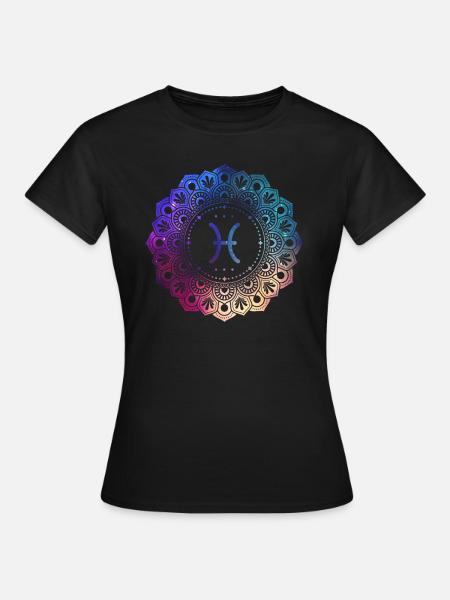 Fische Sternzeichen Symbol Mandala - Frauen T-Shirt - Schwarz