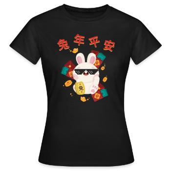 Signe chinois du zodiaque Rat - T-shirt Femme - noir - Devant - AI Model Female 172 dark (172cm)