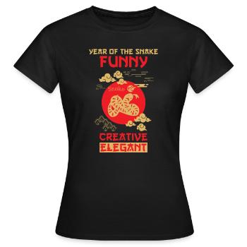 Signe du zodiaque chinois du serpent - T-shirt Femme - noir - Devant - AI Model Female 172 dark (172cm)