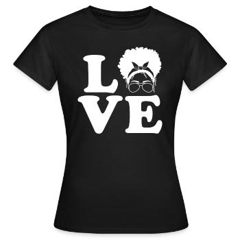 Boucles Tête bouclée Cheveux bouclés Femme - T-shirt Femme - noir - Devant - AI Model Female 172 dark (172cm)