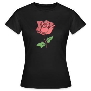 Rose Red Rose Hand-drawn - Women's T-Shirt - black - Front - AI Model Female 172 dark (172cm)