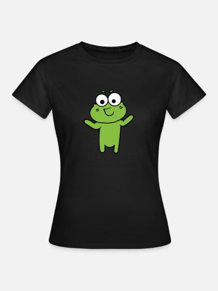 Frosch Comic Zeichnung Lustig - Frauen T-Shirt - Schwarz