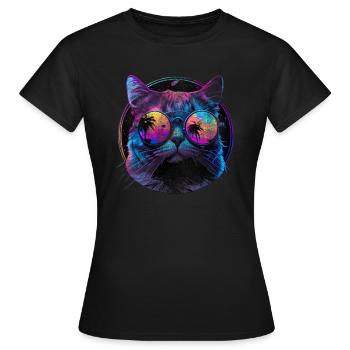 Chat lunettes de soleil chat avec lunettes - T-shirt Femme - noir - Devant - AI Model Female 172 dark (172cm)