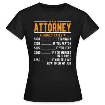 Rechtsanwalt Stundenlohn - Frauen T-Shirt - Schwarz - Vorne - AI Model Female 172 dark (172cm)