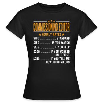 Editor Hourly Wage - Women's T-Shirt - black - Front - AI Model Female 172 dark (172cm)
