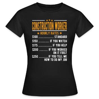 Travailleurs de la construction Salaire horaire - T-shirt Femme - noir - Devant - AI Model Female 172 dark (172cm)