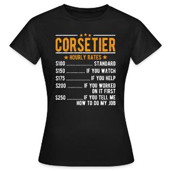 Corset corsetCorset mangeur salaire horaire - T-shirt Femme - noir - Devant - AI Model Female 172 dark (172cm)