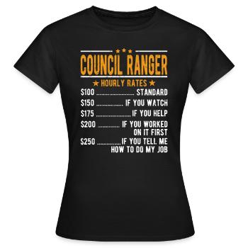Council Ranger Stundenlohn - Frauen T-Shirt - Schwarz - Vorne - AI Model Female 172 dark (172cm)