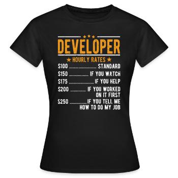 Entwickler Stundenlohn - Frauen T-Shirt - Schwarz - Vorne - AI Model Female 172 dark (172cm)
