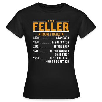 Feller Stundenlohn - Frauen T-Shirt - Schwarz - Vorne - AI Model Female 172 dark (172cm)