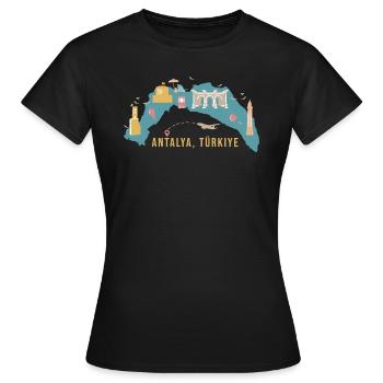 Antalya Türkei Souvenir - Frauen T-Shirt - Schwarz - Vorne - AI Model Female 172 dark (172cm)