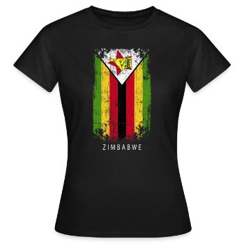 Souvenir Mit Der Landflagge Von Zimbabwe - Frauen T-Shirt - Schwarz - Vorne - AI Model Female 172 dark (172cm)