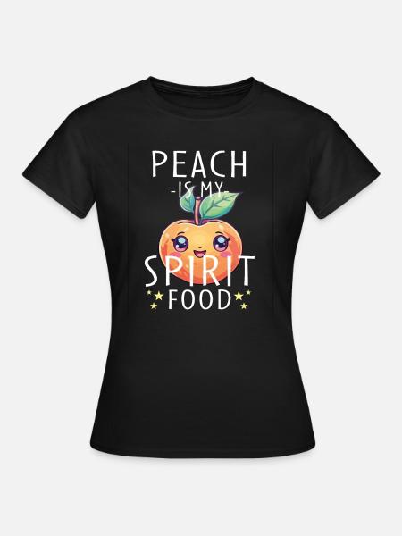 Pfirsich Kawaii - Frauen T-Shirt - Schwarz