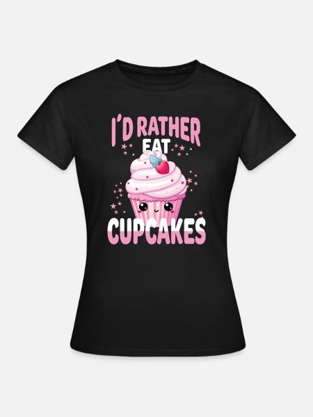 Cupcake Kawaii - Frauen T-Shirt - Schwarz