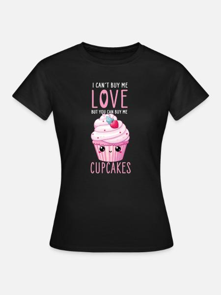 Cupcake Kawaii - Frauen T-Shirt - Schwarz