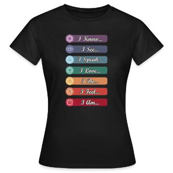 Yoga Chakra Symbole - Frauen T-Shirt - Schwarz - Vorne - AI Model Female 172 dark (172cm)
