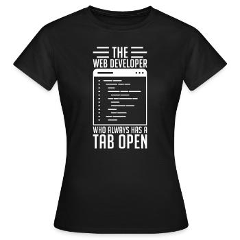 Web Developer Tab Always Open - Women's T-Shirt - black - Front - AI Model Female 172 dark (172cm)