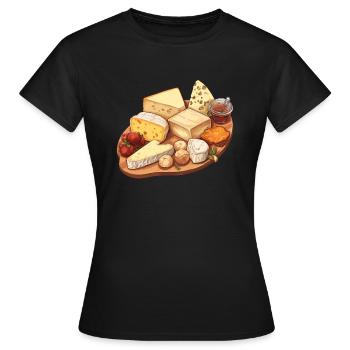 Plateau de fromages - T-shirt Femme - noir - Devant - AI Model Female 172 dark (172cm)