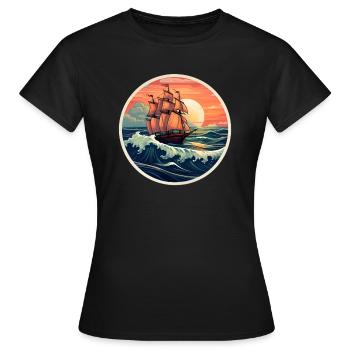 Segelschiff Seemann - Frauen T-Shirt - Schwarz - Vorne - AI Model Female 172 dark (172cm)