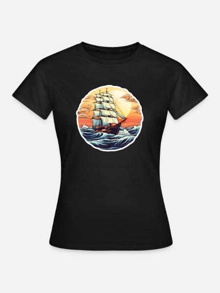 Segelschiff Seemann - Frauen T-Shirt - Schwarz