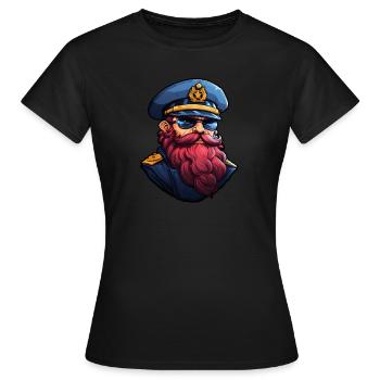 Matrose mit Bart - Frauen T-Shirt - Schwarz - Vorne - AI Model Female 172 dark (172cm)