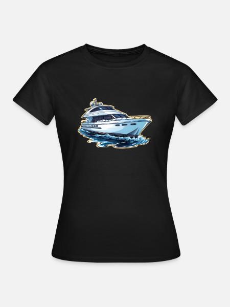 Yacht Motorboot - Frauen T-Shirt - Schwarz