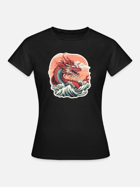 Japanischer Drache - Frauen T-Shirt - Schwarz