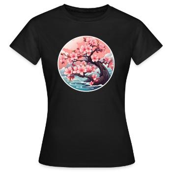 Kirschblütenbaum - Frauen T-Shirt - Schwarz - Vorne - AI Model Female 172 dark (172cm)