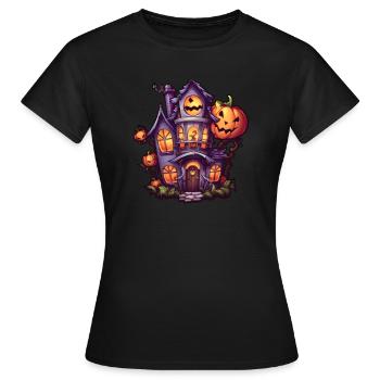 Halloween Haunted House Anime - Women's T-Shirt - black - Front - AI Model Female 172 dark (172cm)