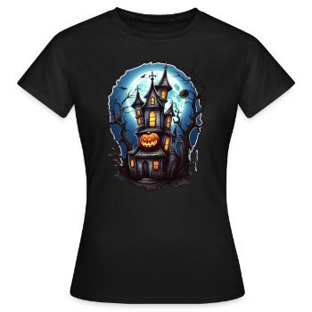Maison hantée d’Halloween - T-shirt Femme - noir - Devant - AI Model Female 172 dark (172cm)