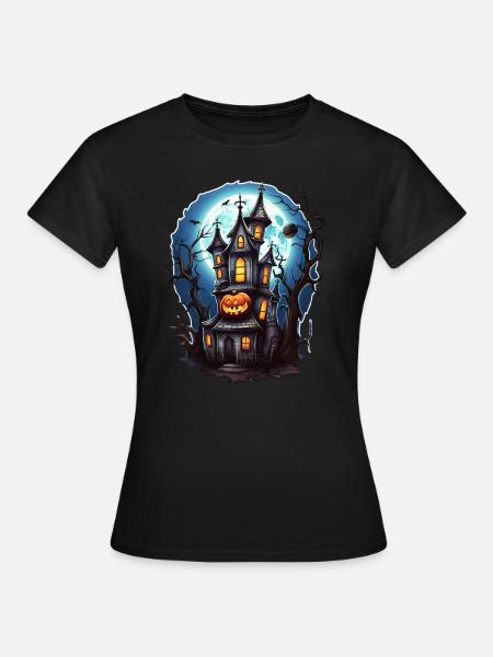 Halloween Spukhaus - Frauen T-Shirt - Schwarz