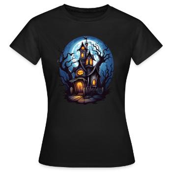 Maison hantée d’Halloween - T-shirt Femme - noir - Devant - AI Model Female 172 dark (172cm)