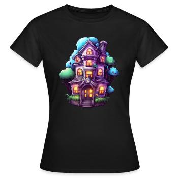 Maison hantée comique - T-shirt Femme - noir - Devant - AI Model Female 172 dark (172cm)