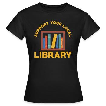 Bibliothèque locale du bibliothécaire - T-shirt Femme - noir - Devant - AI Model Female 172 dark (172cm)