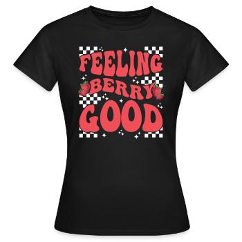 Baie Fraise Fruit Se sentir bien Baie - T-shirt Femme - noir - Devant - AI Model Female 172 dark (172cm)