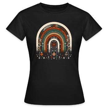 Christmas Wreath Bohemian Rainbow Christmas - Women's T-Shirt - black - Front - AI Model Female 172 dark (172cm)