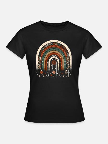 Weihnachtskranz böhmischer Regenbogen Weihnachten - Frauen T-Shirt - Schwarz
