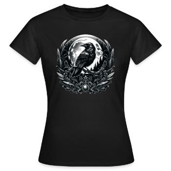 Corbeau mystique et Lune : l’élégance gothique - T-shirt Femme - noir - Devant - AI Model Female 172 dark (172cm)