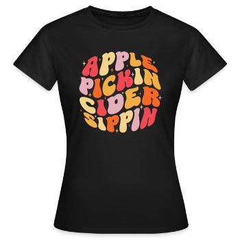 Cidre de pomme Pickin Sippin Groovy Cidre de pomme - T-shirt Femme - noir - Devant - AI Model Female 172 dark (172cm)