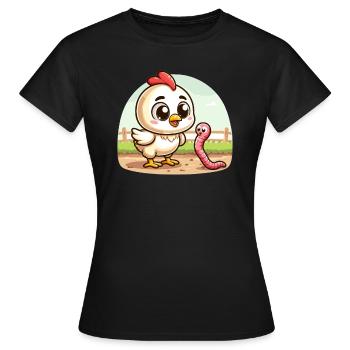 Hühnerwurm-Farm-Farm-Bauer - Frauen T-Shirt - Schwarz - Vorne - AI Model Female 172 dark (172cm)