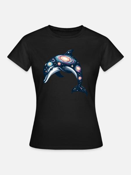 Delfiinien avaruusgalaksien universumi - Dame-T-shirt - sort