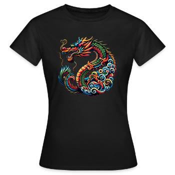 Dragon Tattoo Tribal Astrologie Chinoise - T-shirt Femme - noir - Devant - AI Model Female 172 dark (172cm)
