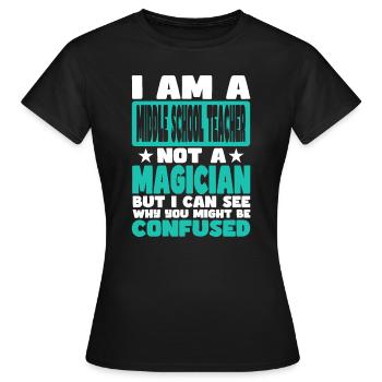 Professeur de collège - T-shirt Femme - noir - Devant - AI Model Female 172 dark (172cm)