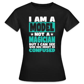 Model - Women's T-Shirt - black - Front - AI Model Female 172 dark (172cm)